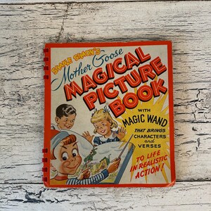 Vintage CHildren&#39;s Book: Simple Simons Mother Goose Magical Picture Book - Distressed and Tattered - Vintage Flap Book