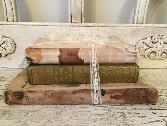 Pretty Farmhouse Tattered Book Stack Rustic Home Decor | Etsy Pretty Farmhouse Tattered Book Stack Rustic Home Decor Etsy