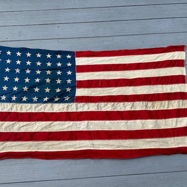 Vintage Faded 48 Star American Flag - Discolored, Lightly Distressed Flag - 3 x 5