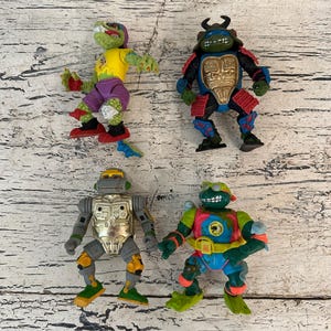 Lot of 4 Vintage Teenage Mutant Ninja Turtle Figurines - 1990&#39;s - Played-with Condition - Instant Collection Starter