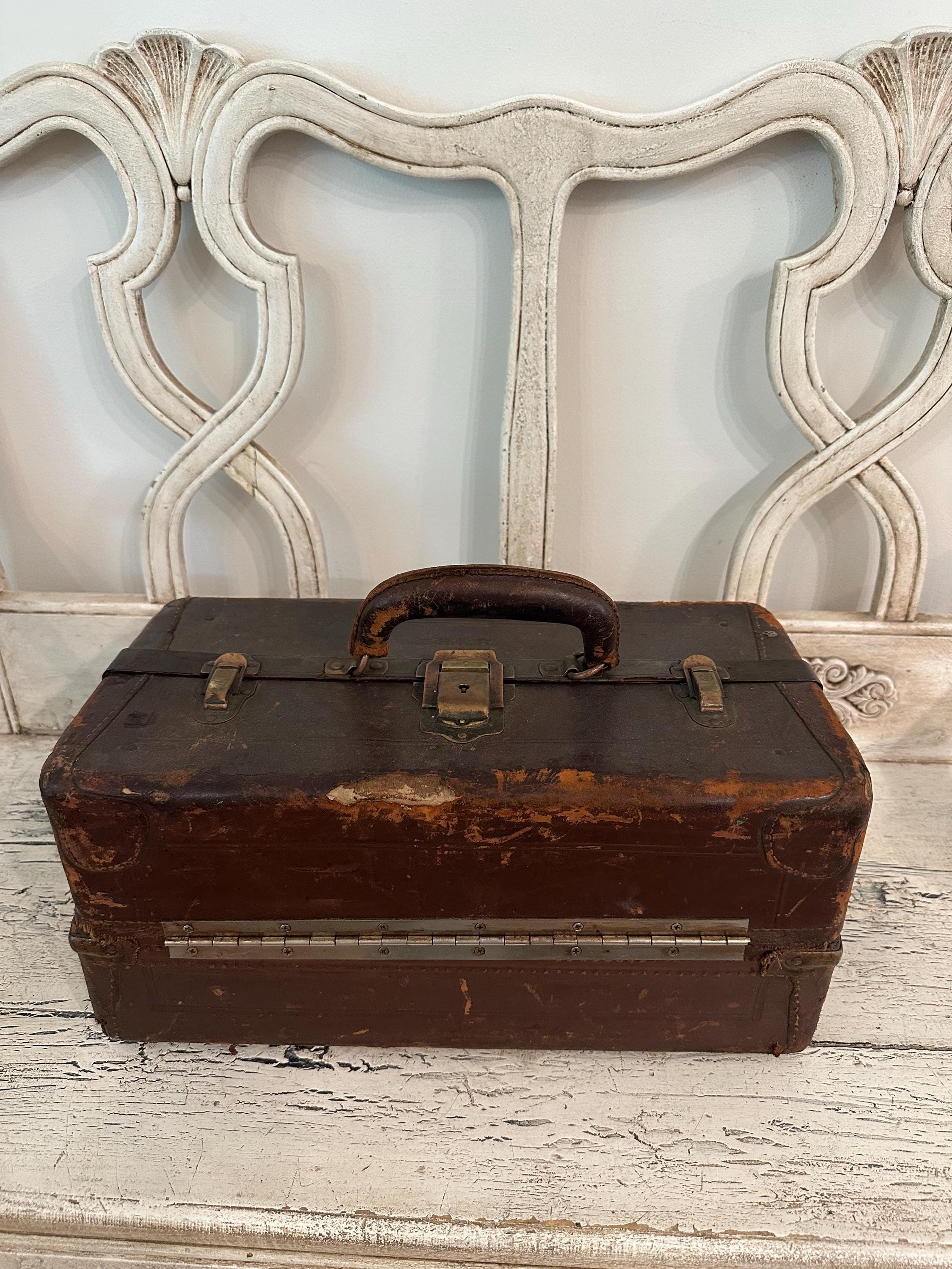 Antique Leather Tackle Box - Von Lengerke & Antoine (abercrombie and Fitch)  - Distressed, Tattered, Gorgeous - Etsy