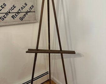 Vintage Wooden Artist's Easel  - Tripod Travel Easel - Lightly Distressed and Aged - Full Sized Floor Easel