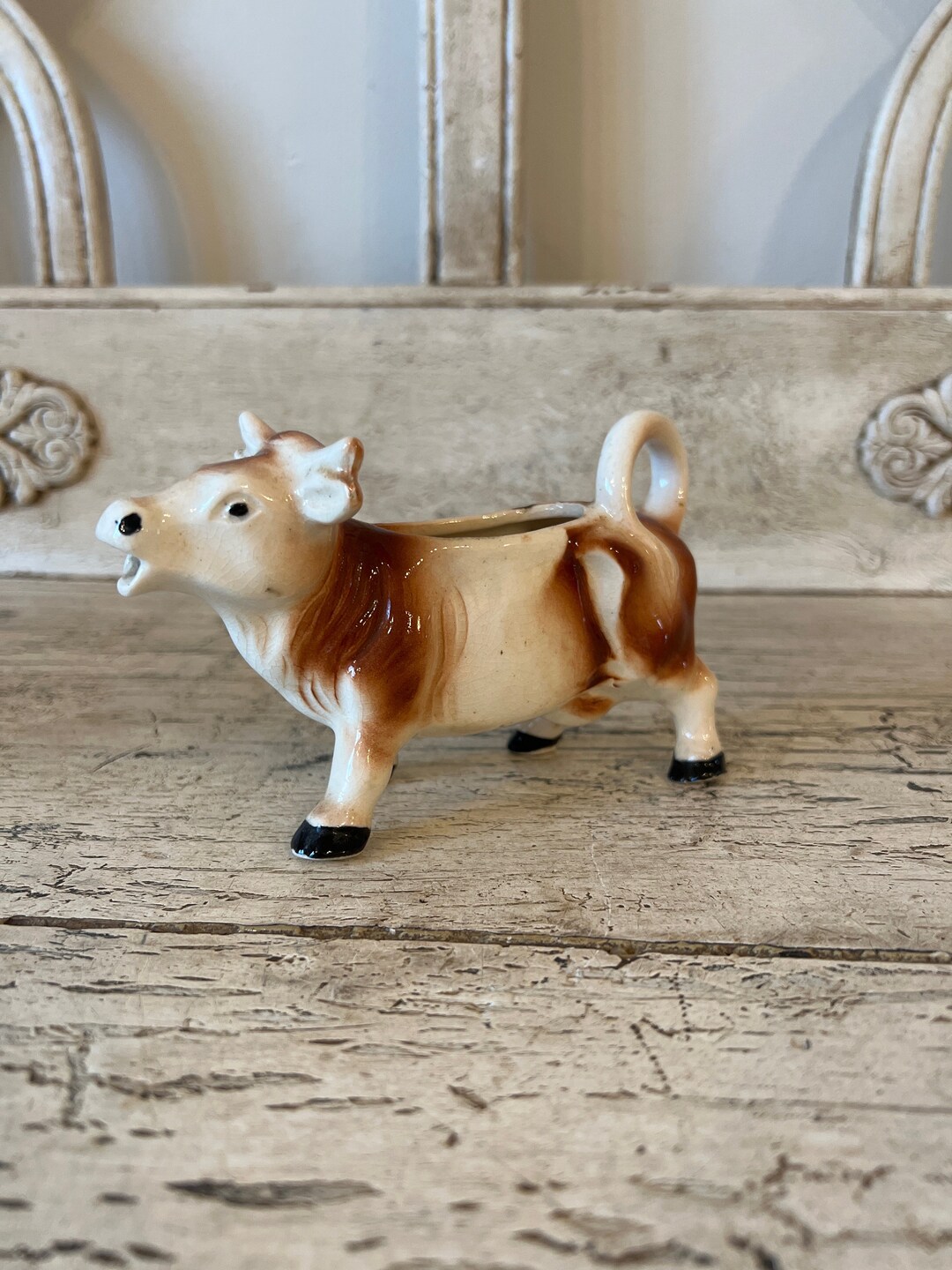 Vintage Cow Creamer Ceramic Creamer Cow Shape Farm Etsy