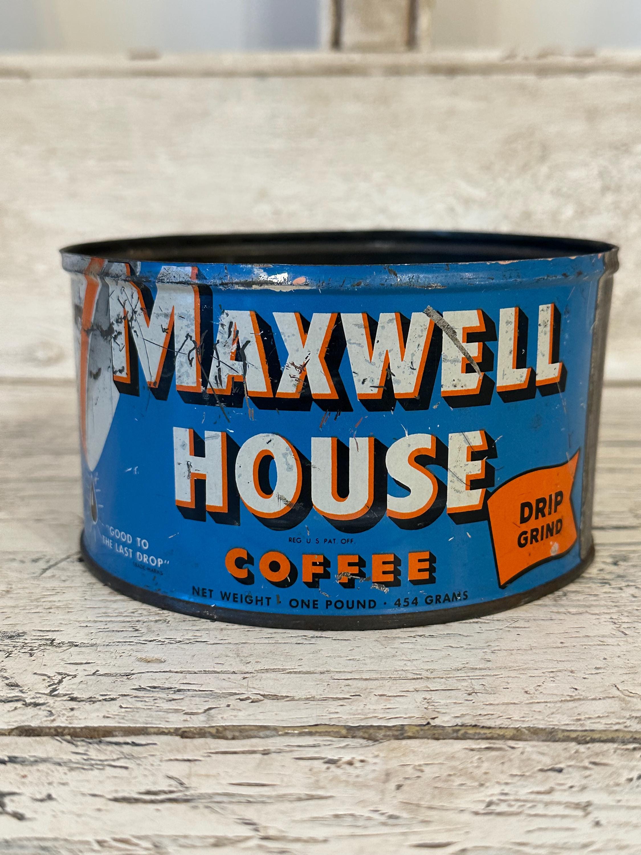 Vintage Coffee Tin - Maxwell House Coffee Tin - No Lid - Fun