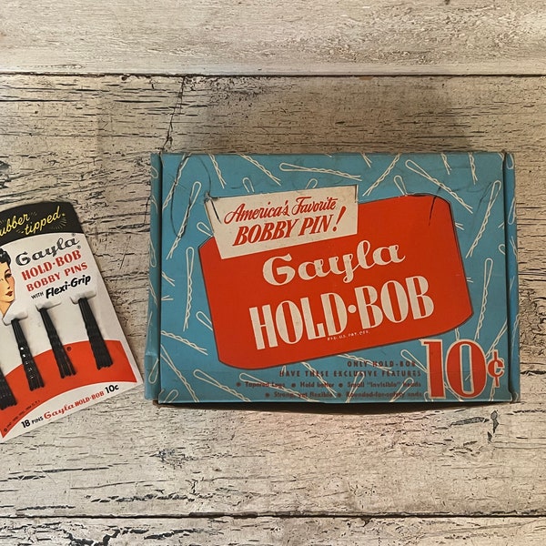 Vintage 1950s Bobby Pins - Entire Box of New Old Stock - Gayla Hold-Bob Bobby Pins