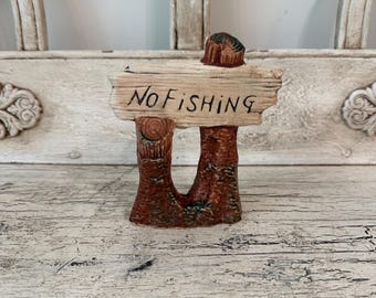 Vintage Aquarium Decoration - No Fishing - Ceramic - Mid Century - Fish Tank Ornament