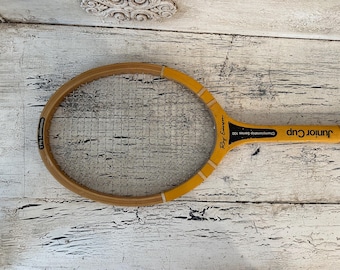 Vintage Wooden Tennis Racket - Distressed, Rustic Racket for Decor