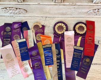 20  Vintage 1960s Dog Show Ribbons - Heavily Distressed & Tattered