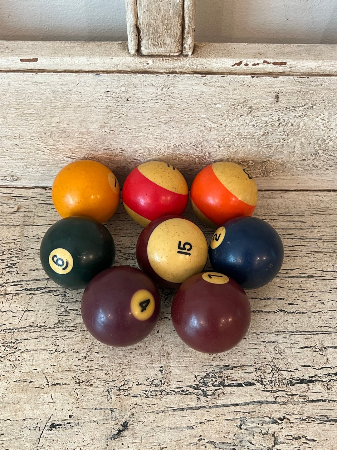 8 Vintage Bakelite Pool Balls Retro Rustic Home Decor Etsy