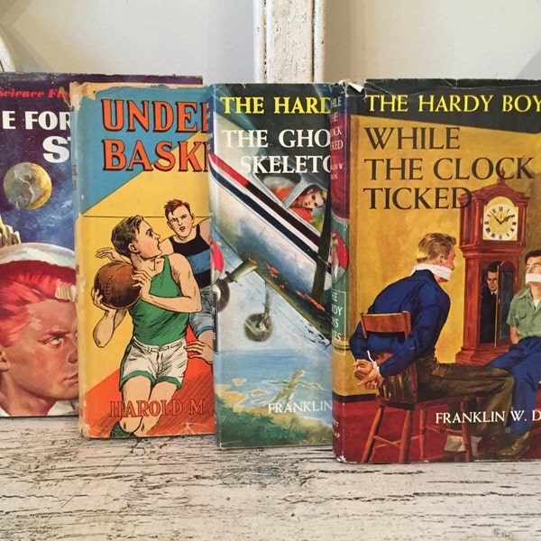 Colorful Children's Book Stack - Vintage Books for Boys - Hardy Boys