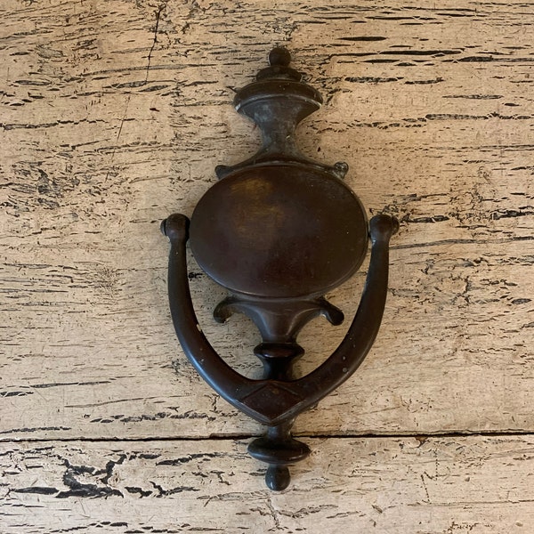 Vintage Tarnished Door Knocker - Weathered, Aged Patina - Rustic Brass knocker