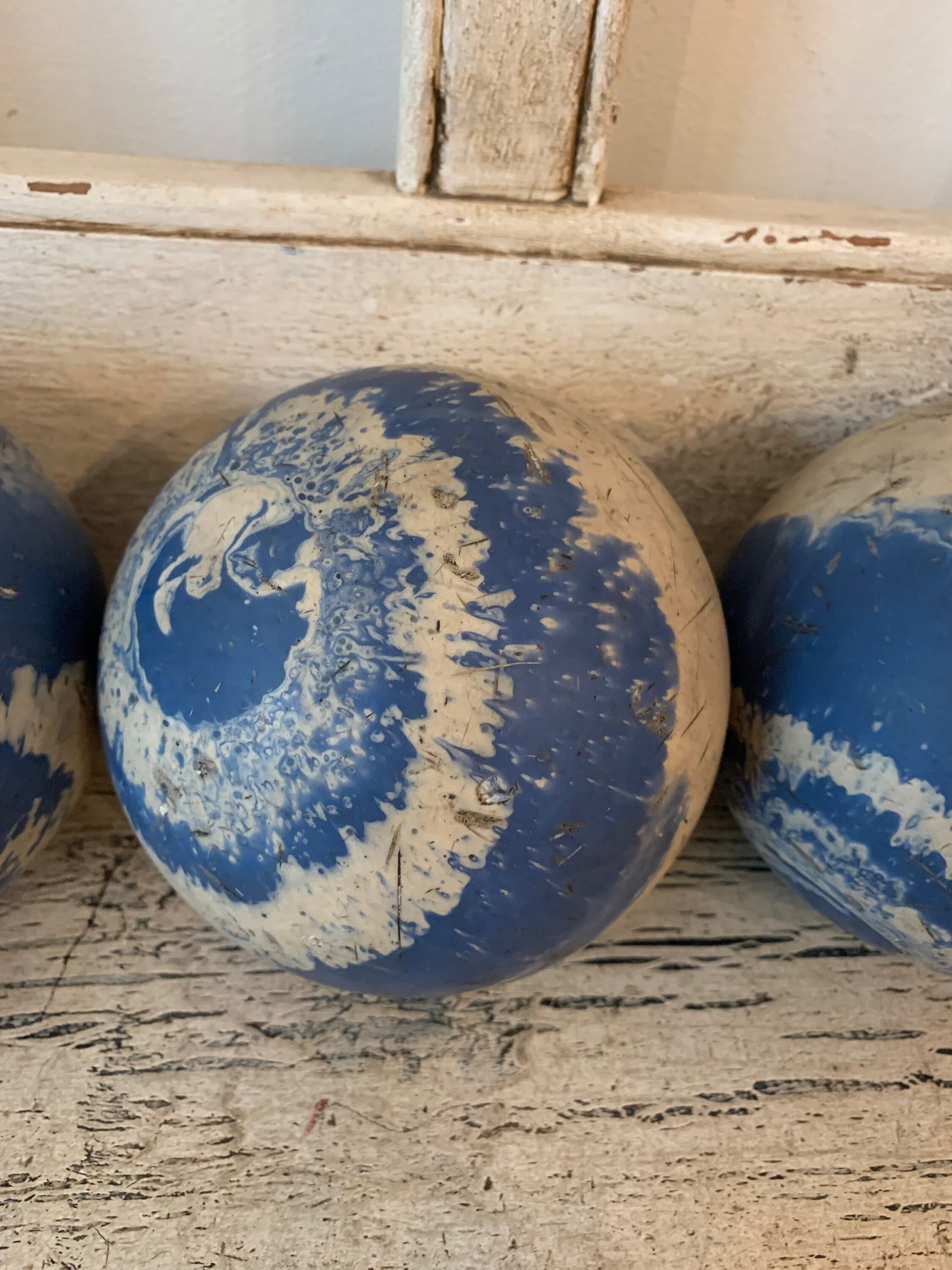Vintage Duckpin Bowling Balls Blue and White 3.5 Pounds Etsy