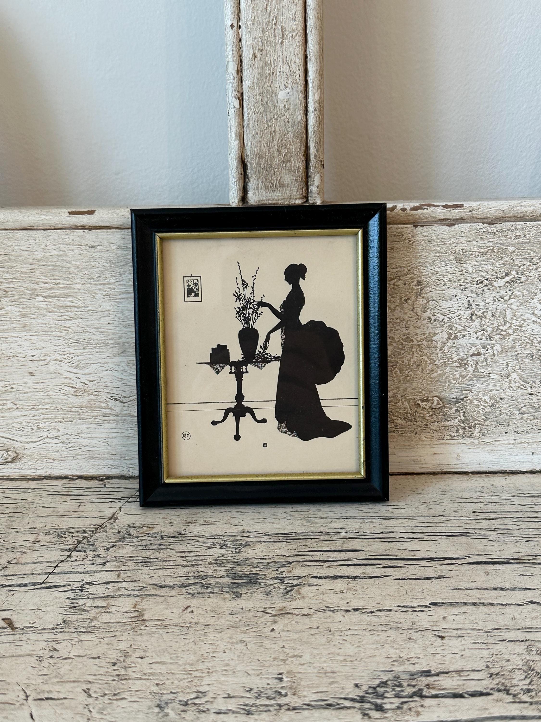 Small Vintage Silhouette Print - Lightly Distressed - Wallace Nutting
