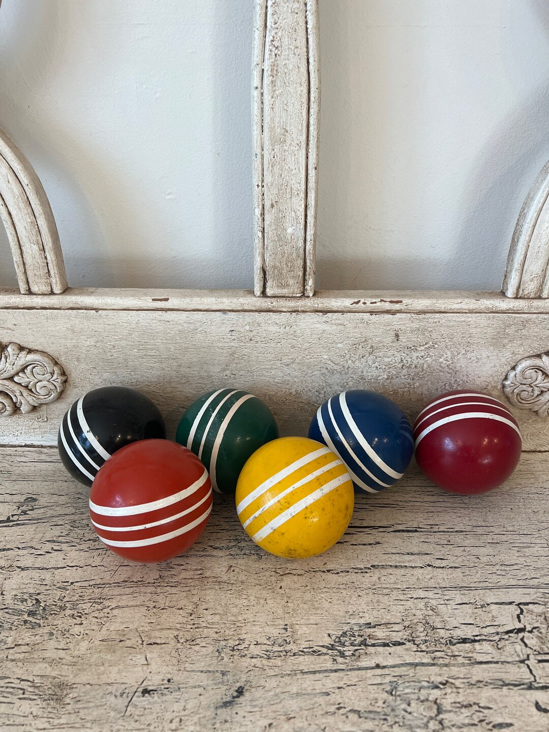 Lot De 3 Balles De Croquet En Bois - Diamètre 7 Cm, Colorées, Pour Jeu De Jardin Classique En Extérieur