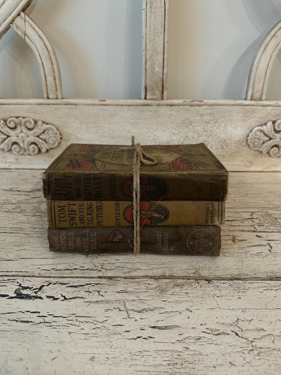 Rusty Books Stack Farmhouse Tattered Book Stack - Rustic Home Decor - Antique, Distressed ...
