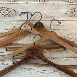 Five Vintage Wooden Hangers - Great Advertising - 1930&#39;s - 1960&#39;s