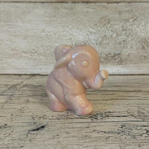 Vintage Ceramic Pink Elephant  Figurine - Mid Century - Cute