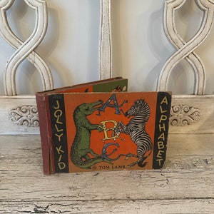 Vintage ABC Book - Jolly Kid Alphabet Book by Tom Lamb - Rustic Nursery Decor
