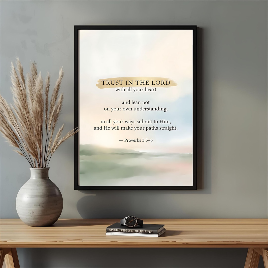 PROVERBS 3:5-6 Scripture Print | Watercolor Landscape, Christian Wall ...
