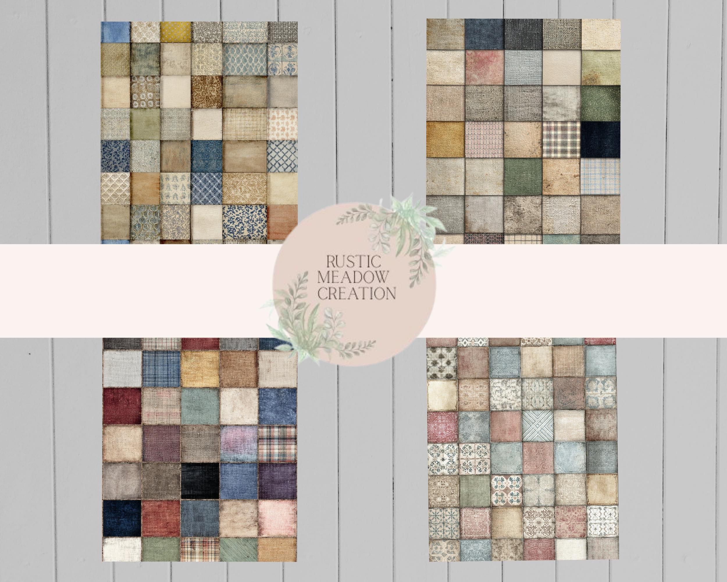 Fabric Patches Background Paper, Digital, Printable Paper, Junk Journal ...