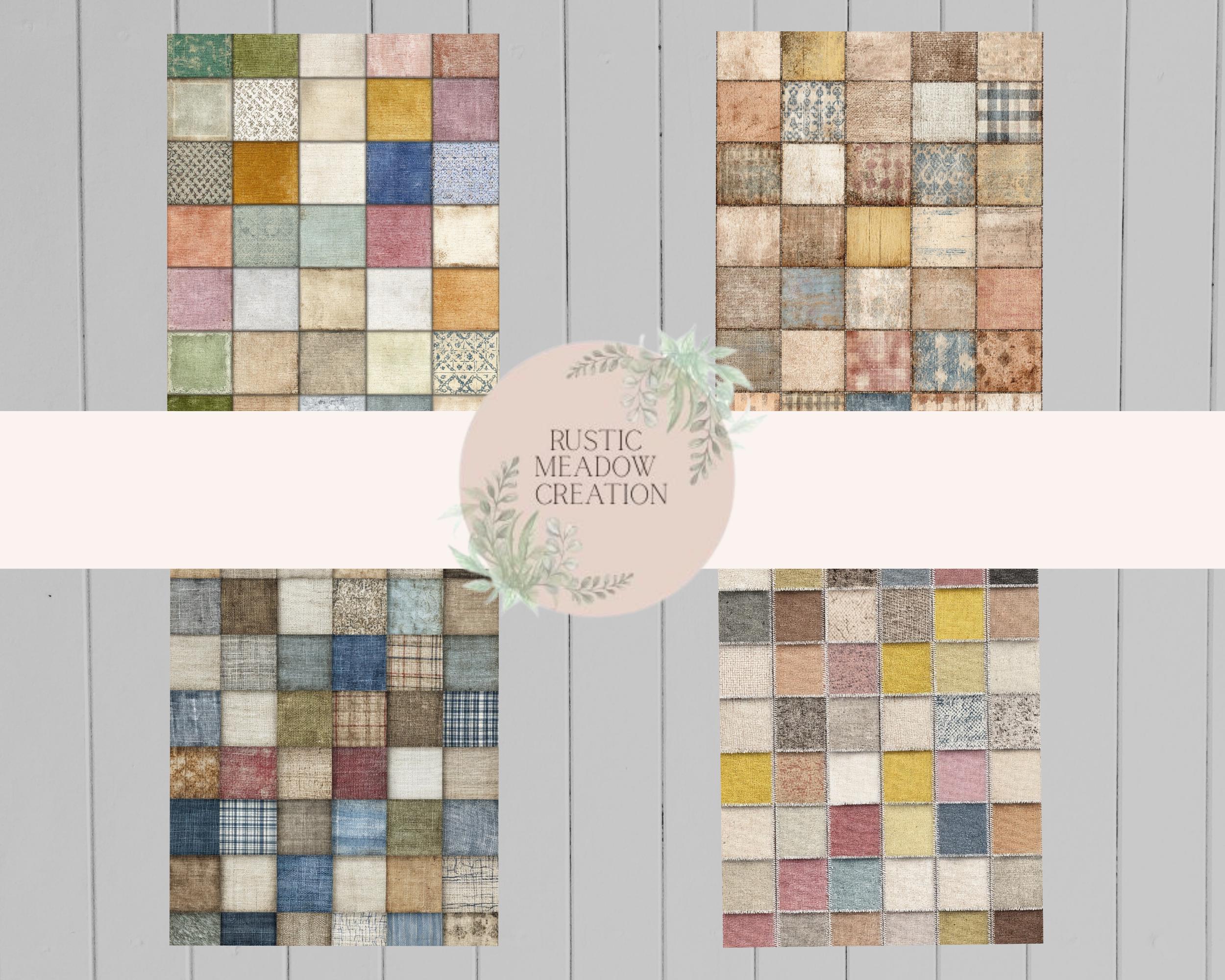 Fabric Patches Background Paper, Digital, Printable Paper, Junk Journal ...