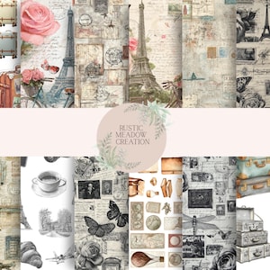 Travel Ephemera: Luggage, Passport Junk Journal Paper, Scrapbooking (Digital Download)