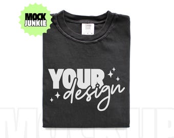 Comfort Colors 1717 Black T-Shirt Mockup, Flatlay JPEG (Digital Download)