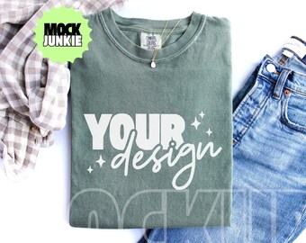 Comfort Colors 1717 Moos Mockup: Flatlay T-Shirt (JPEG Digital Download)