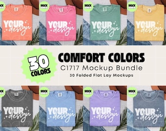 Comfort Colors 1717 Folded Flat Lay T-Shirt Mockup Bundle