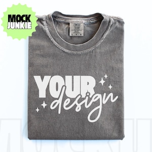 Comfort Colors 1717 Espresso Mockup, Folded Flatlay T-Shirt Mockup, Real Photo JPEG, POD Mockup for Shirt Designs, C1717 Espresso Mock Image