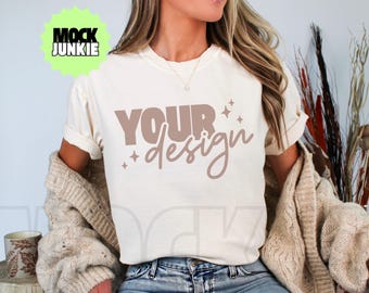 Ivoor comfortkleuren 1717 mockup | Herfst-T-shirt (digitale JPEG-download)