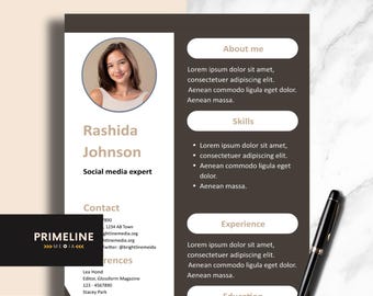 Cv Example Designs Simple Simple Resume Template: Minimal CV Design, 5 Color Options (editable ...