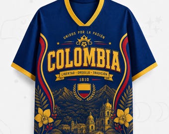 Colombia Mesh Jersey Custom Name Number, Personalized Colombia Flag Soccer Jersey, Colombian Pride Football Fan Gift Shirt