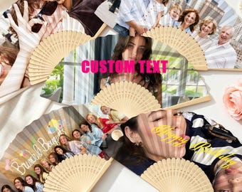 Éventail pliant personnalisé avec texte et photo, cadeau d'anniversaire de mariage, souvenir commémoratif, souvenir d'événement