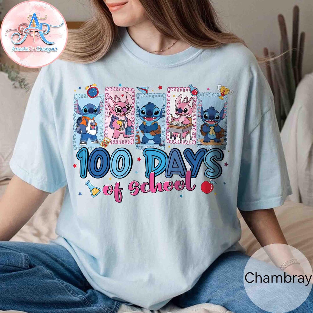 Blue Alien Cartoon School Shirt, School 100th Day Cartoon Shirt Design ...