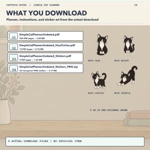 Undated ADHD Digital Planner for Goodnotes: Cozy Cat Daily & Weekly PDF ...