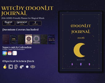 2026 ADHD Witchy Digital Planner | Dark Mode, GoodNotes, Notability (PDF)