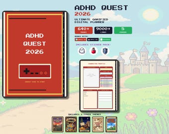 ADHD Digital Planner 2026 | 8-bitars RPG Pixel Art Gamified Livsorganisatör | GoodNotes iPad PDF