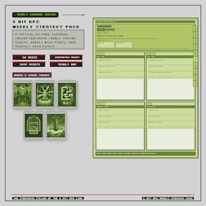 Wekelijkse strategieplanner voor 8-bits RPG, gamified goodnotes, ADHD-vriendelijk (digitale download)
