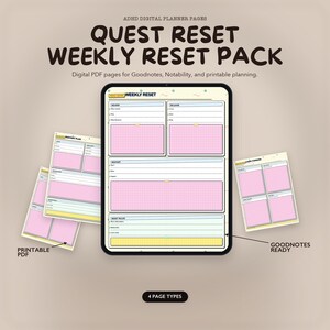 ADHD Weekly Reset Planner, Digital Review Release Restart Pack (Goodnotes)