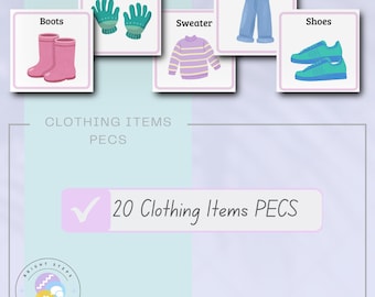 Clothing Items PECS - Communication Cards: Autism, Speech Therapy Visual Aid (PDF) - Nonverbal support
