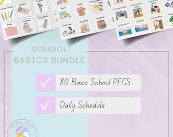 School Basics Bundle - PECS - Visual Communication Cards | Autism Classroom Schedule (PDF) Printable