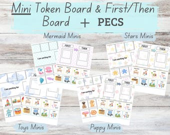 Mini Bundle - Mermaid - First/Then Board and Token Board + Tasks & Rewards - Printable
