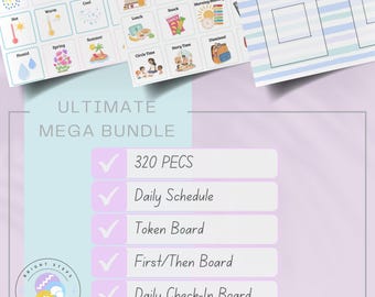 Pacchetto di schede di comunicazione visiva PECS, programma giornaliero, pannello dei gettoni (download PDF)