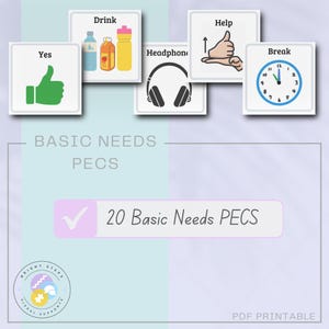 Tarjetas de comunicación PECS para necesidades básicas: Autismo y terapia del habla (PDF)