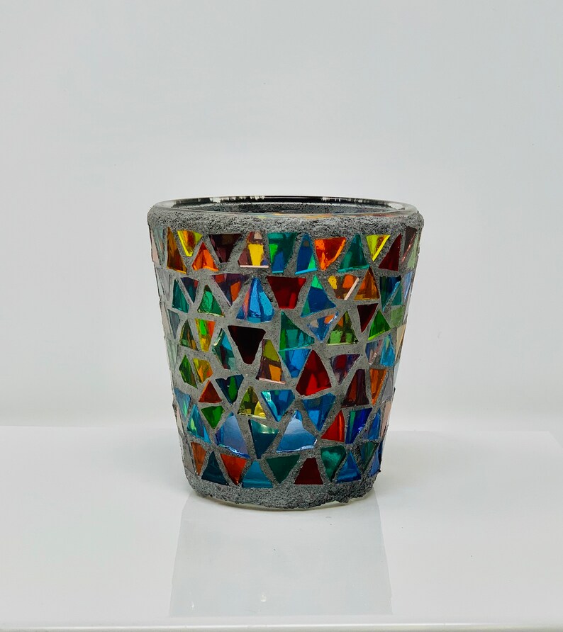 Glass mosaic votive holder or vase Etsy