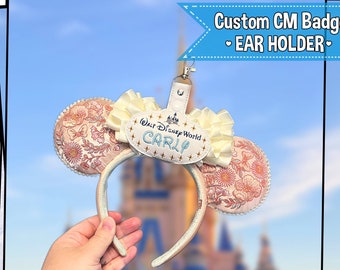 Ear Holder Cast Member Name Tag Badge Resort Mug Holder Magical Parks mEar Holders Backpack Keychain Minnie Ear Holder Clip on CUSTOM NAME