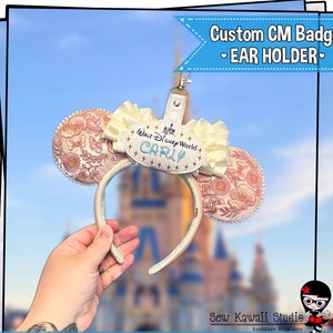 Ear Holder Cast Member Name Tag Badge Resort Mug Holder Magical Parks mEar Holders Backpack Keychain Minnie Ear Holder Clip on CUSTOM NAME