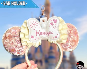 Custom Name Mickey Ears Holder, Vinyl Embroidered Keychain