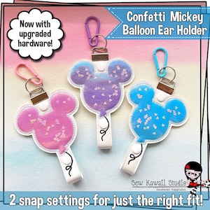 Mickey Ear Holder Confetti Balloon Mears Magical Parks Ear Clip Keychain Embriodered Castle Backpack Clip-on Holder Magical Park Keychain